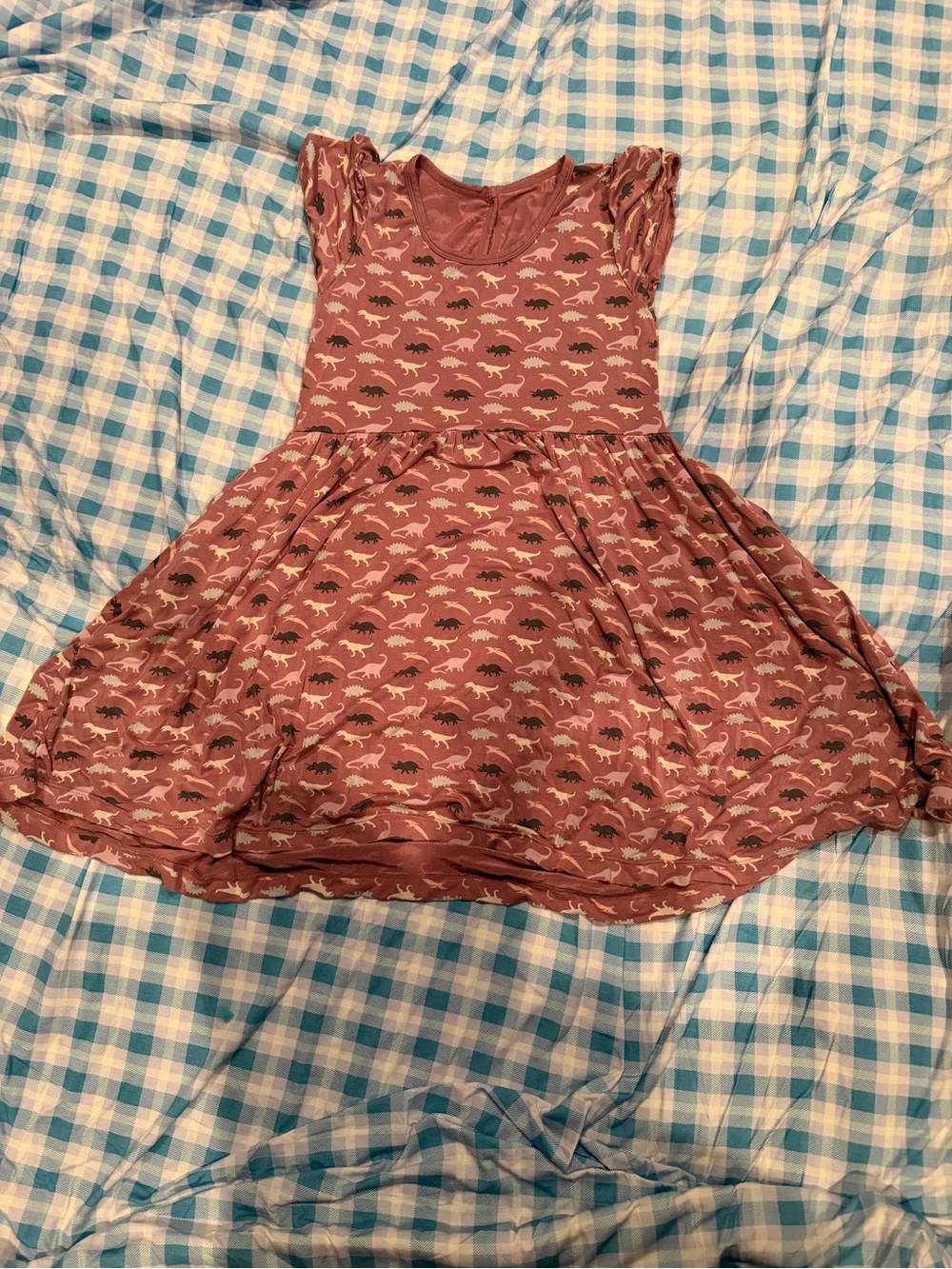 Kickee Pants Dusty Rose Dinosaur Twirl Dress
